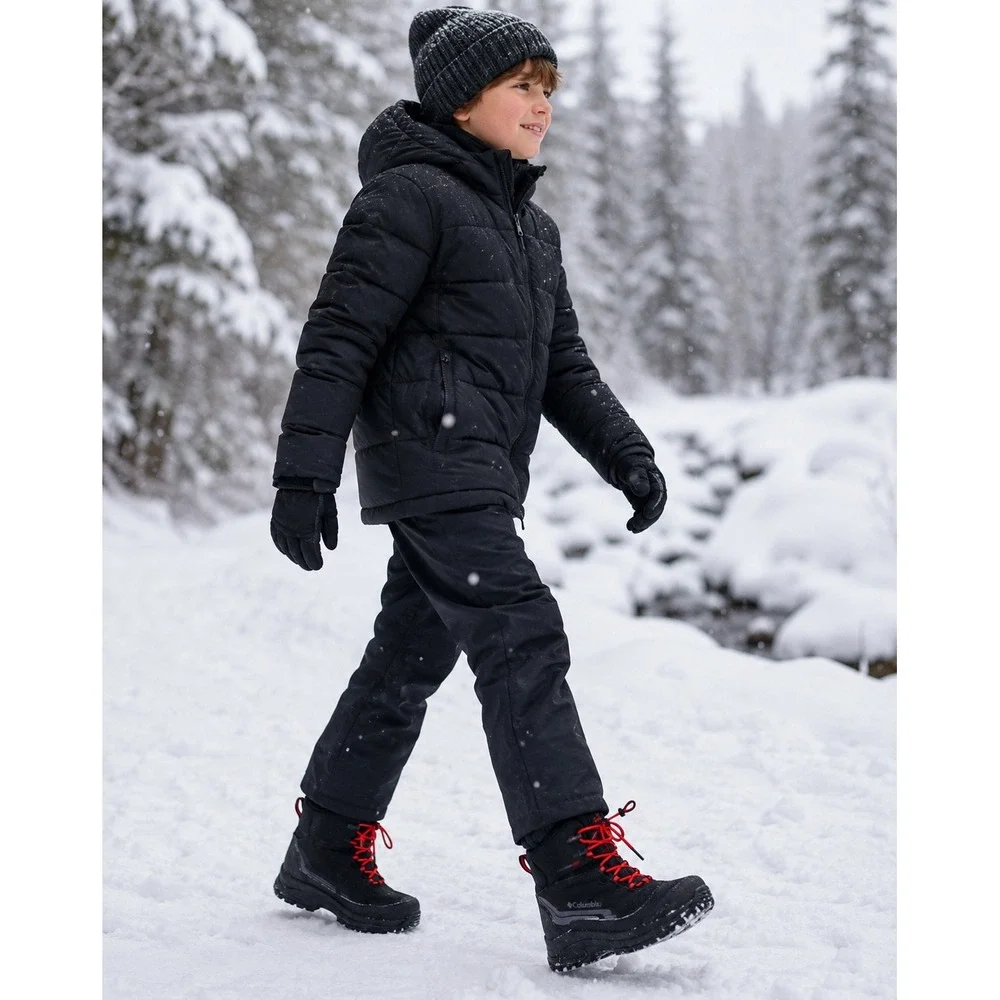 Columbia Bugaboot Youth Size 6 Black Waterproof Insulated Snow Boots BY5957-010